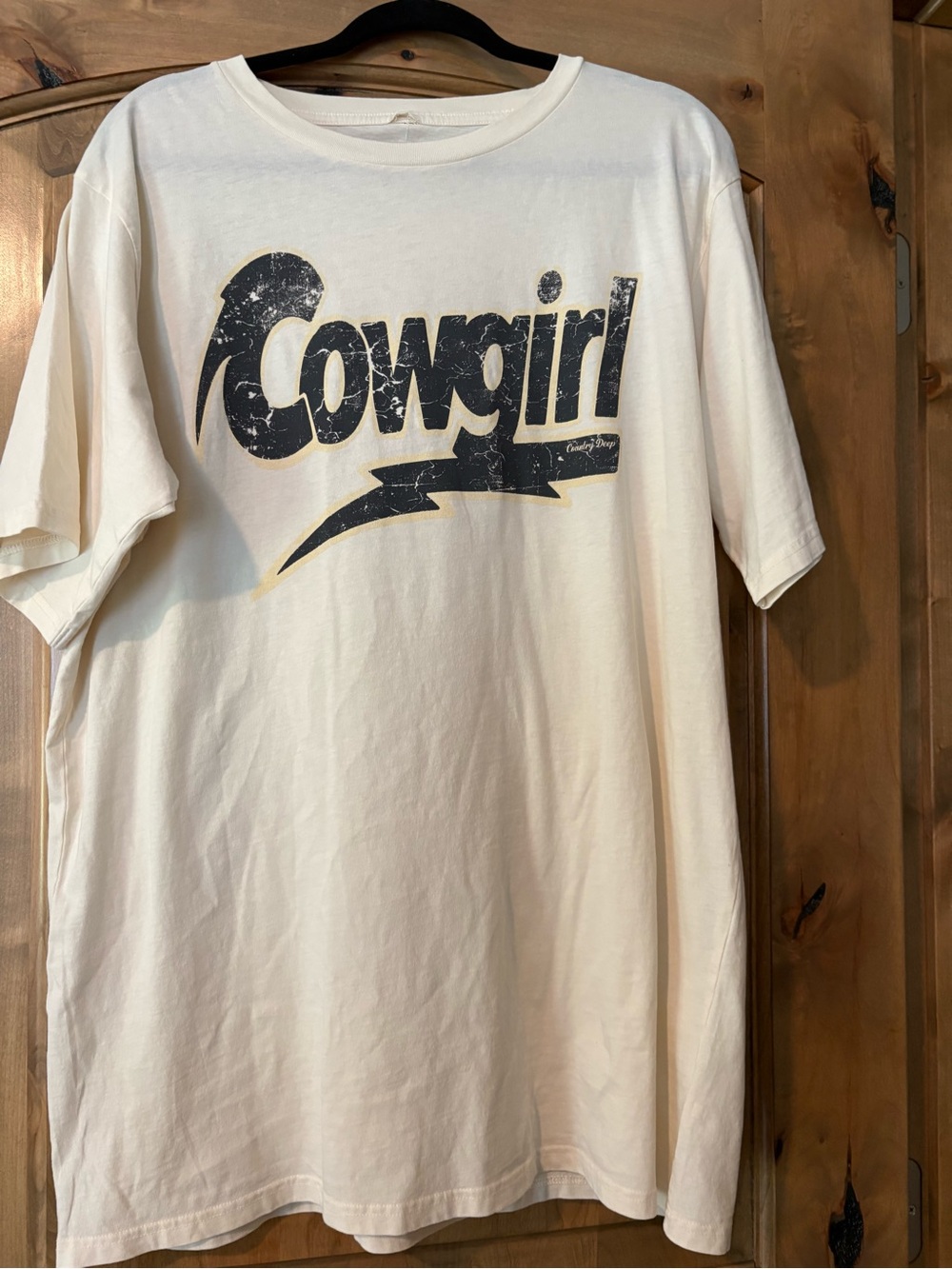 Cowgirl Graphic Tee - Cream with Black Print